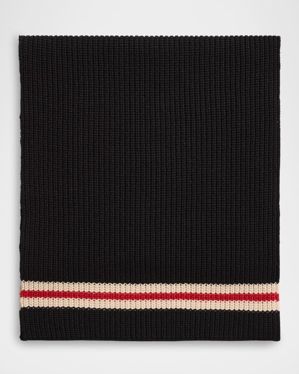 Striped Rib Knit Cashmere Scarf